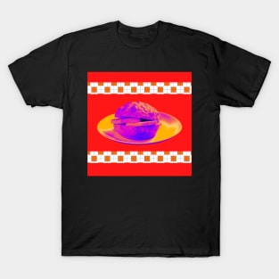 Pineapple Bun - Funky Hong Kong Street Food - Pop Art Neon Purple with Bright Red T-Shirt